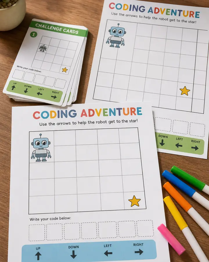 Code Trail Unplugged — Algorithm Thinking Worksheets kids printable cover preview