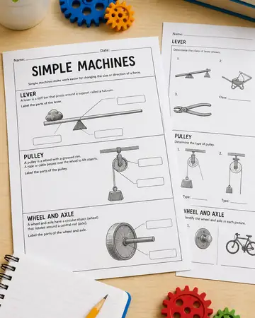 Gear Up Simple Machines — Levers, Pulleys & Wheels Pack kids printable cover