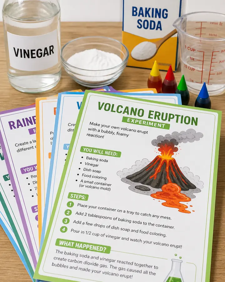 Mini Lab Experiment Cards — Safe Kitchen Science Pack kids printable cover preview