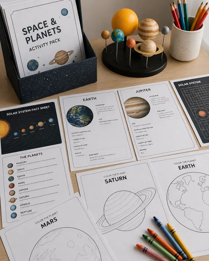 Orbit Explorers — Planets Fact & Activity Sheets kids printable cover preview