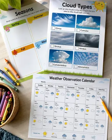 Sky Watch Weather Lab — Observation Sheets kids printable cover