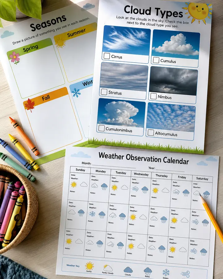 Sky Watch Weather Lab — Observation Sheets kids printable cover preview